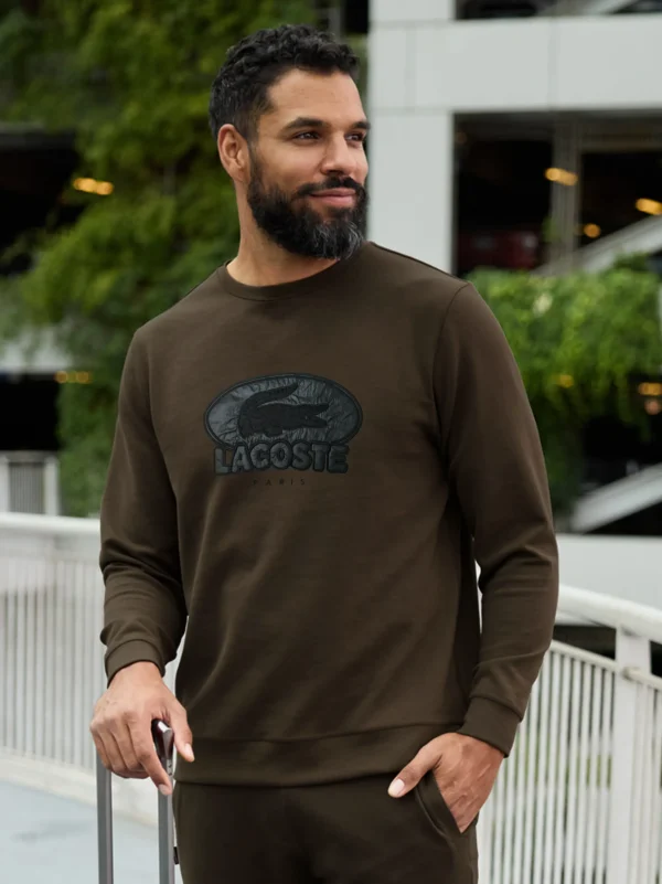 Men Crocodile Chest Logo Dark Brown Sweatshirt