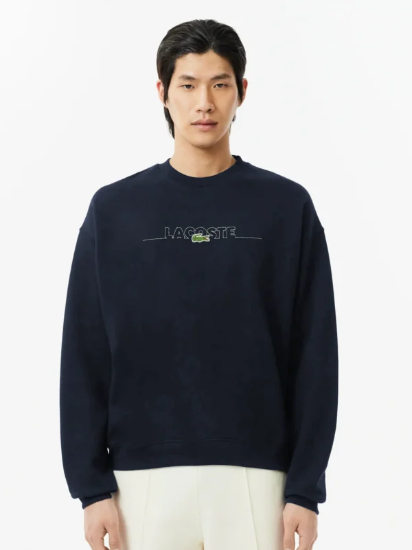 Men Embroidered Crocodile Logo Blue Sweatshirt