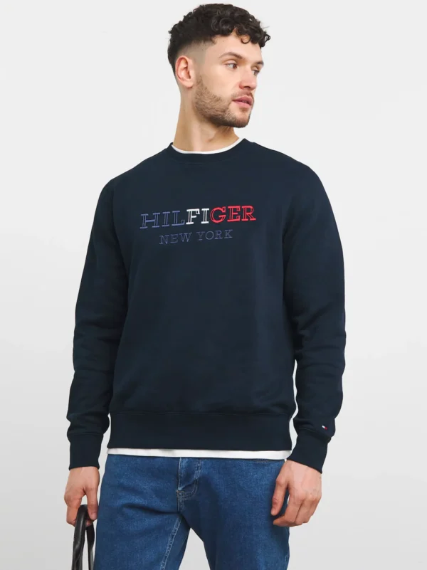 Men Embroidery Logo Blue Sweatshirt