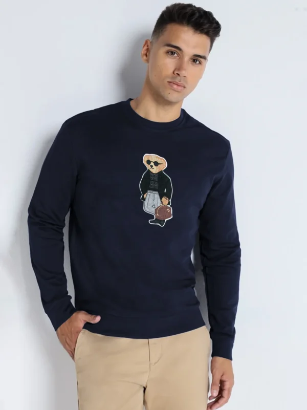 Men Polo Bear Blue Sweatshirt