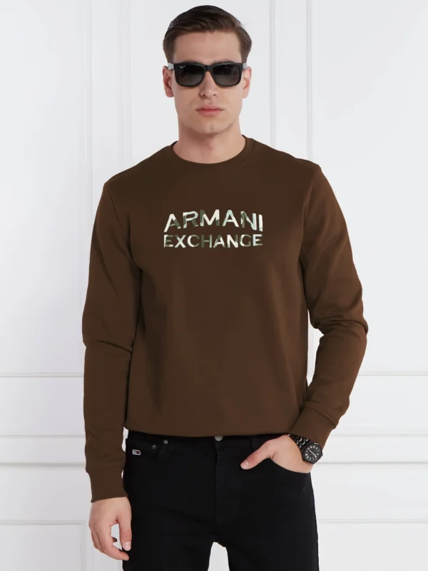 Mens Embroidery chest Logo Brown Sweatshirt