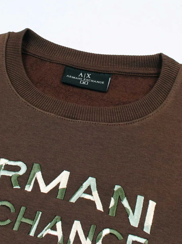 Mens Embroidery chest Logo Brown Sweatshirt - Image 3