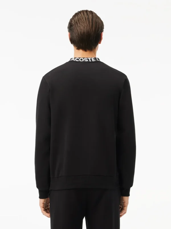 Mens Jacquard Collar Logo Black Sweatshirt - Image 4