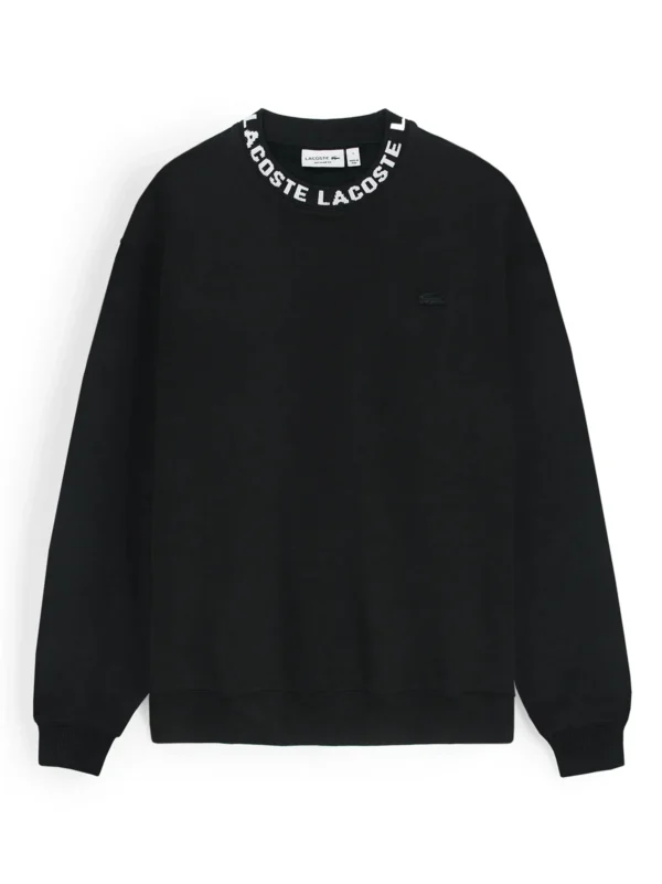 Mens Jacquard Collar Logo Black Sweatshirt - Image 7