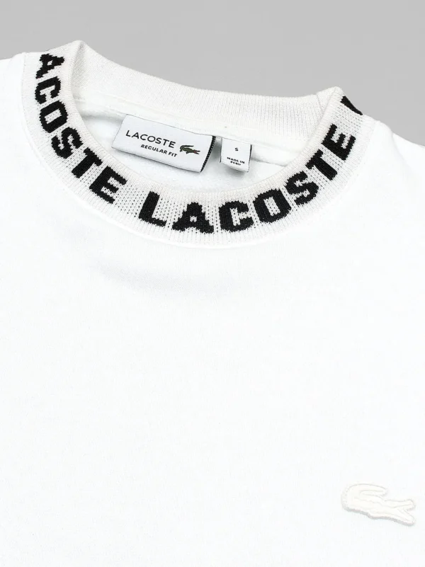 Mens Jacquard Collar Logo White Sweatshirt - Image 8