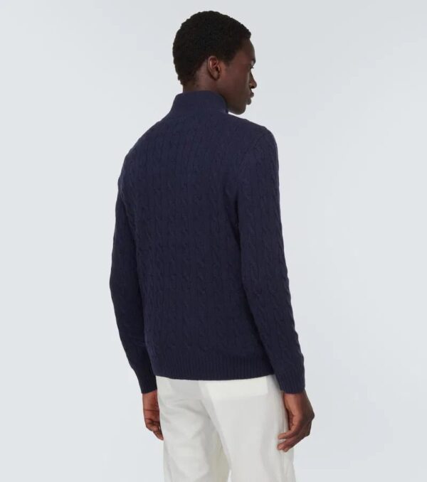 Ralph Laurens Cable-Knit Cotton Quarter-Zip Sweater – Blue - Image 3