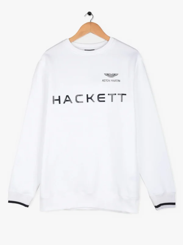 White Logo Printed Crew Neck Sweatshirt - Image 4