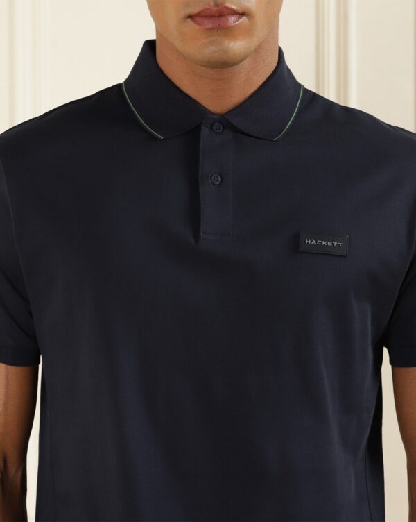 HACKETT LONDON Cotton Polo T-Shirt with Spread Collar - Image 4