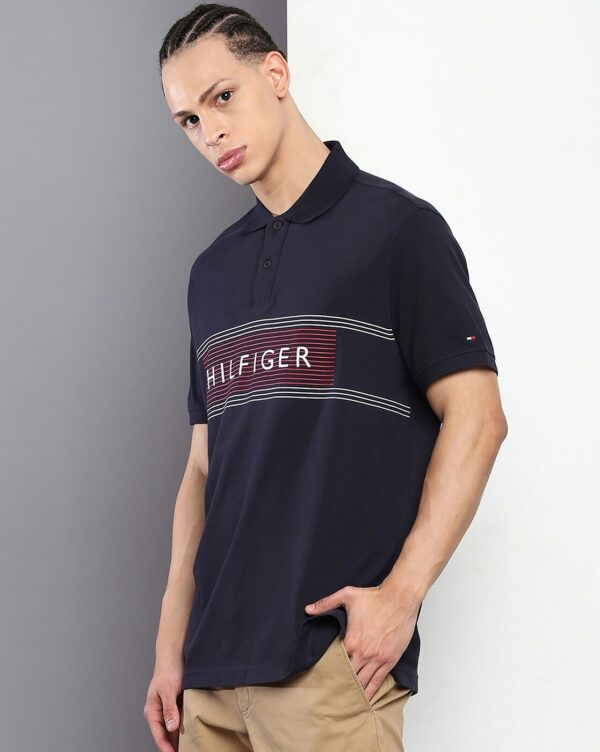 Men Brand Print Regular Fit Polo T-Shirt - Image 3