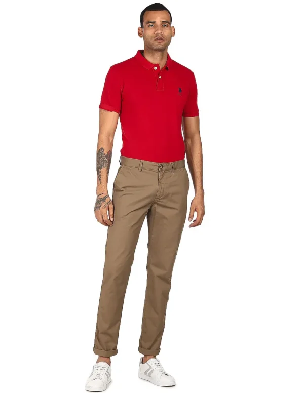 Men Red Solid Polo-Shirt