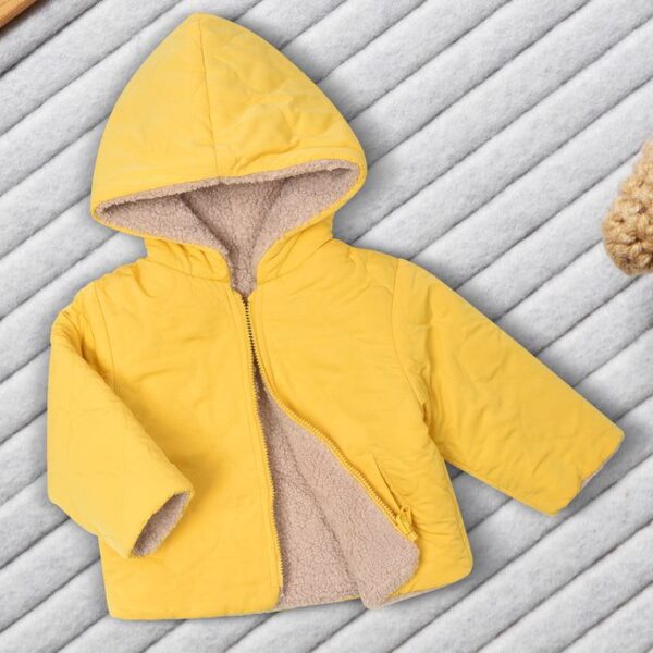 MINI BALABALA FUR YELLOW DUAL SIDED HOODED PUFFER JACKET - Image 2