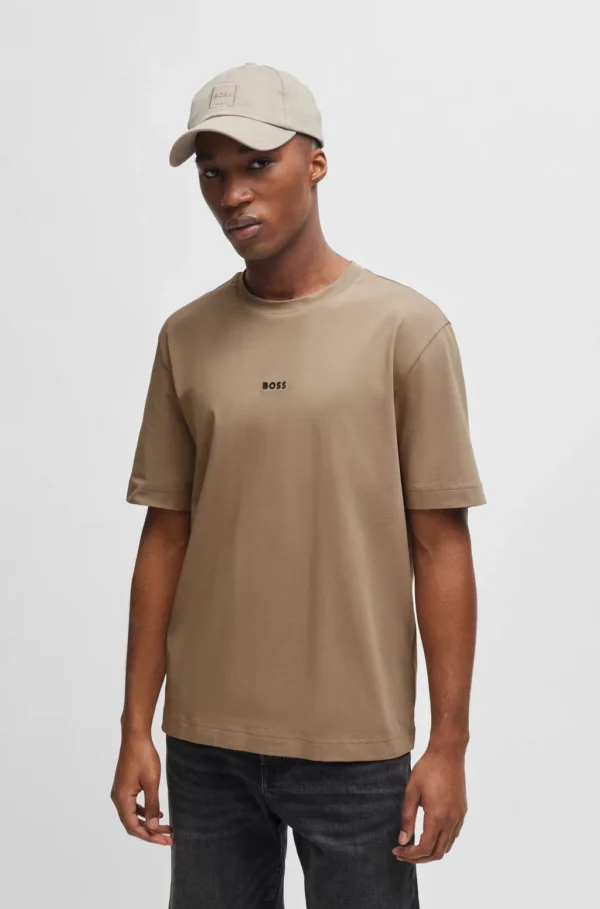 Relaxed-fit T-shirt in stretch cotton with logo print