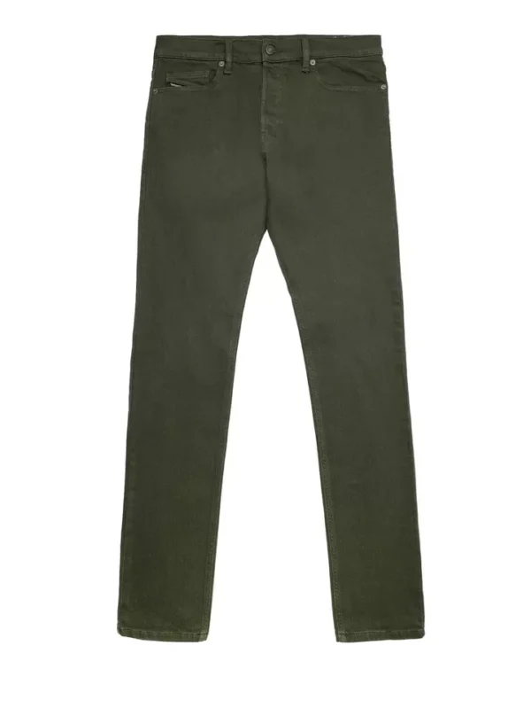 Mens Low Rise Slim Fit Dark Green Stretch Denim Jeans - D-Luster - Image 2