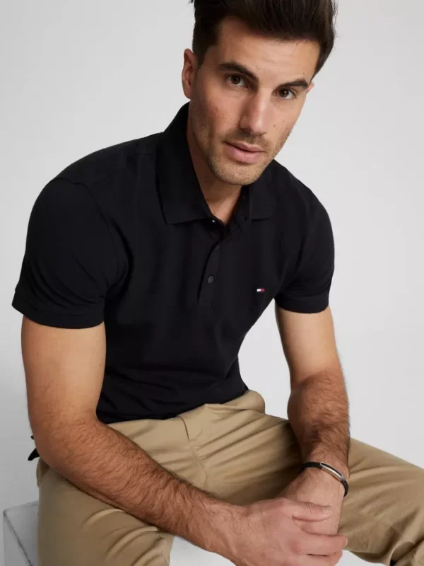 Men's Solid Slim Fit Cotton Stretch Mesh Short Sleeve Polo Shirt - Image 2