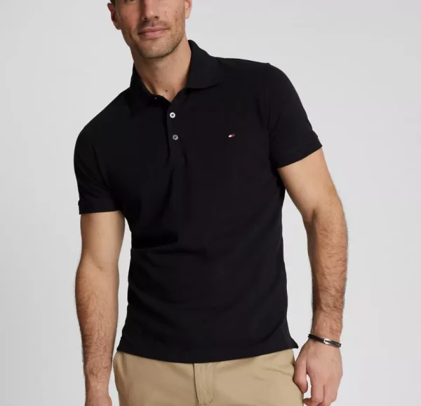 Men's Solid Slim Fit Cotton Stretch Mesh Short Sleeve Polo Shirt