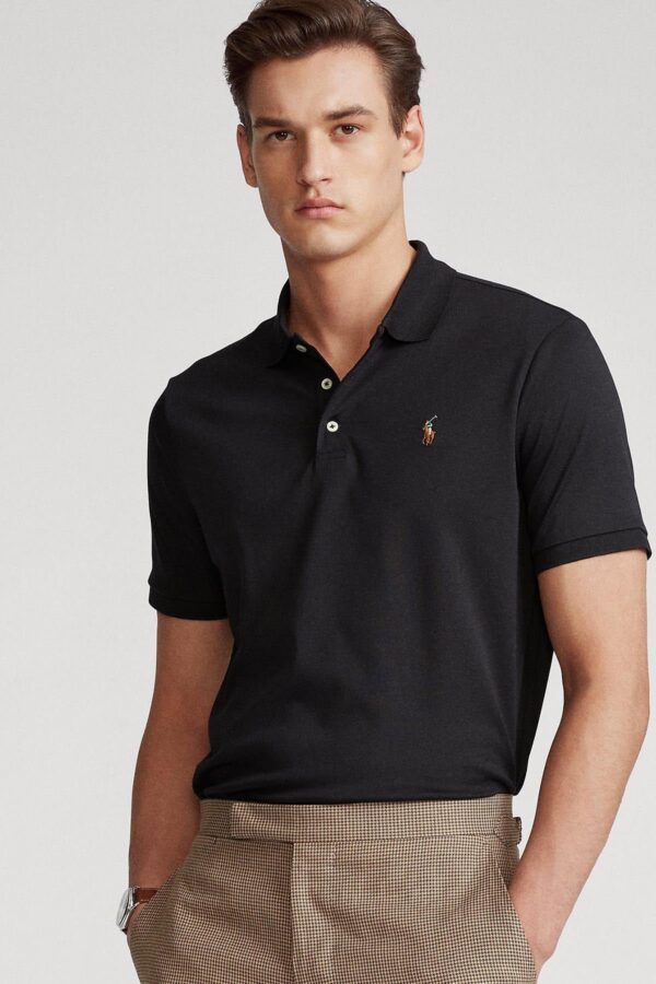 RL Custom Fit Soft Pique Cotton Polo Shirt ( Black  )