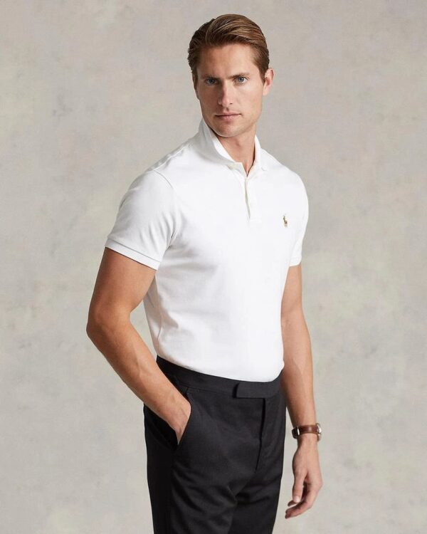 RL Custom Fit Soft Pique Cotton Polo Shirt ( white  ) - Image 2