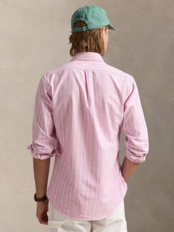 RL Stripe Cotton Custom Fit Oxford Shirt - Image 4