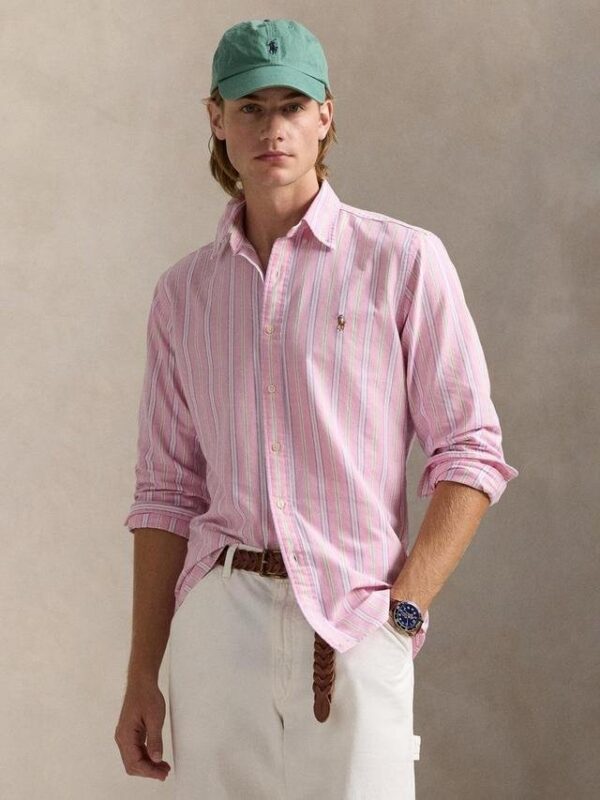 RL Stripe Cotton Custom Fit Oxford Shirt