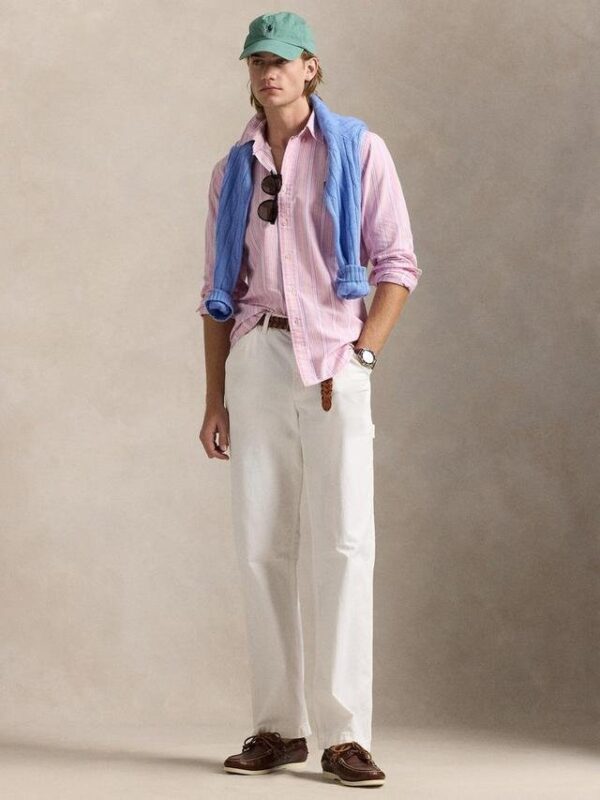 RL Stripe Cotton Custom Fit Oxford Shirt - Image 5