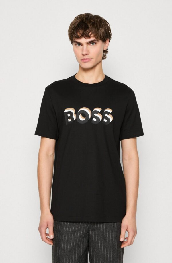 Boss TIBURT - Print T-shirt - black - Image 5