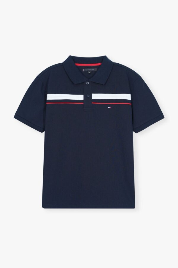 Tommy Slim Fit Embroidered Stripe Polo