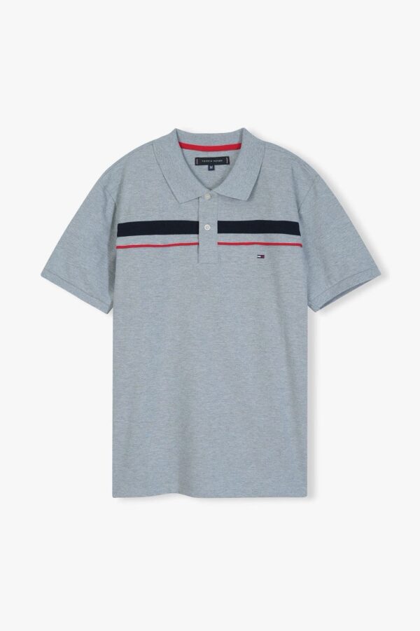 Tommy Slim Fit Embroidered Stripe Polo