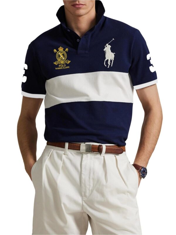 Custom Slim Fit Big Pony Mesh Polo Shirt