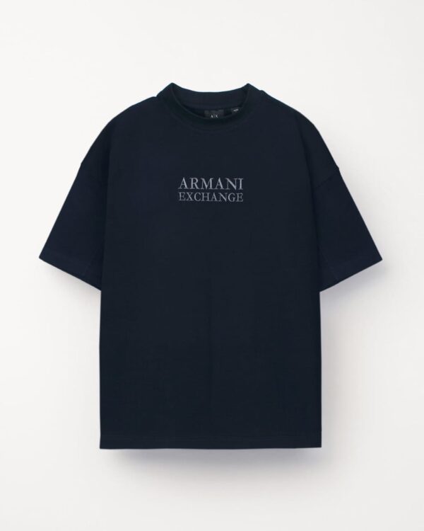 A-X Men's Oversized Logo Embroidered T-Shirt – Navy Blue