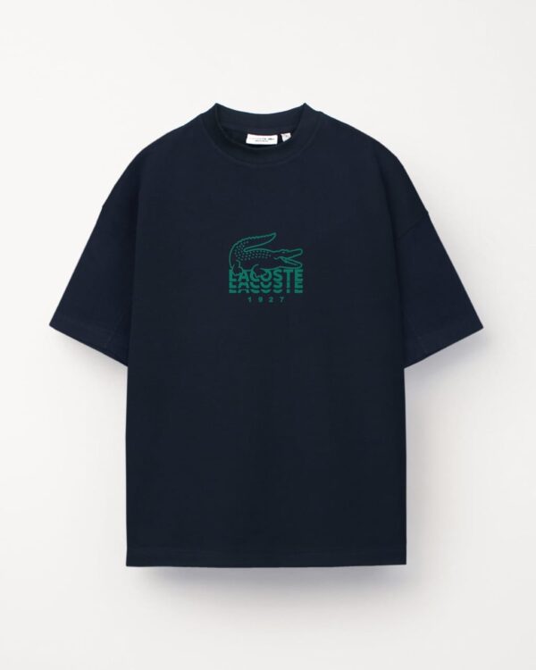 Lac. Men's Oversized Graphic Logo T-Shirt – Navy Blue - Image 2