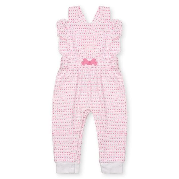 Girl Pink Romper Frock With Heart Printed Dungaree And Pink Short - Image 3