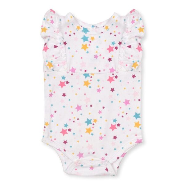 White Star Printed Body Suit With Pink Romper Hood With Grey Short - Image 3
