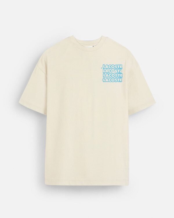 Lac. Oversized Front Back Men Tee - Off White - Image 3