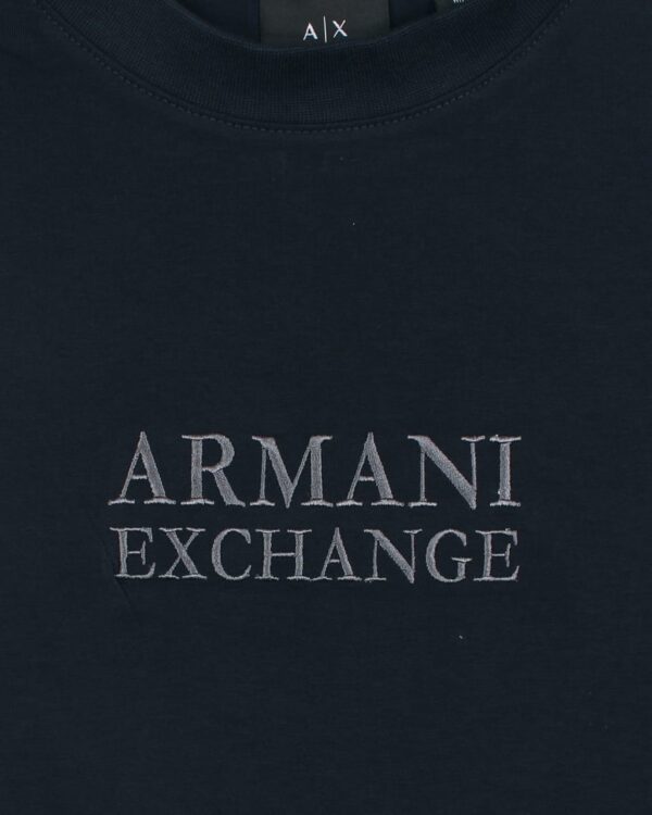 A-X Men's Oversized Logo Embroidered T-Shirt – Navy Blue - Image 2