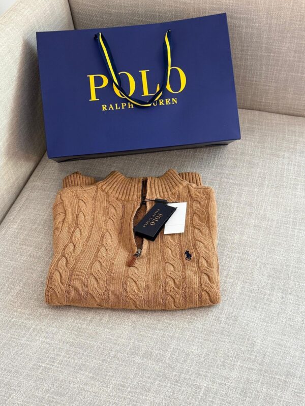 RL Cable-Knit Cotton Quarter-Zip Sweater - Camel - Image 2