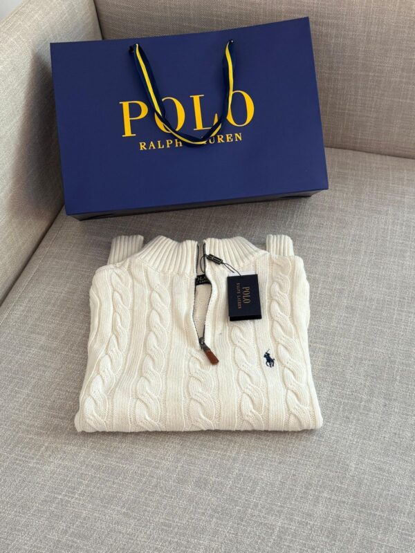 RL Cable-Knit Cotton Quarter-Zip Sweater - White - Image 2